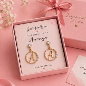 Personalised Initial Letter Earrings with Gift Box